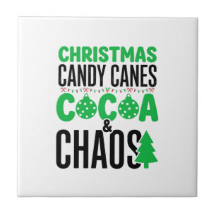 Christmas Candy Canes Cocoa Chaos Design Ceramic Tile