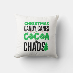 Christmas Candy Canes Cocoa Chaos Design Cushion