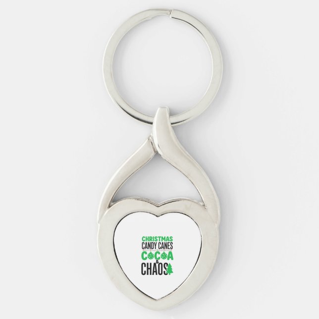 Christmas Candy Canes Cocoa Chaos Design Key Ring (Front)