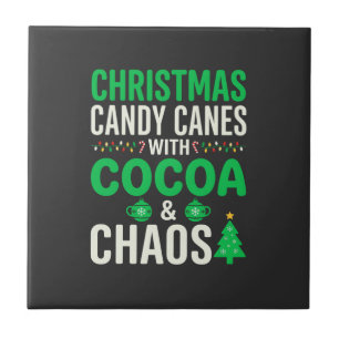 Christmas Candy Canes Cocoa Chaos Holiday Ceramic Tile