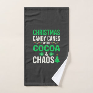 Christmas Candy Canes Cocoa Chaos Holiday Hand Towel