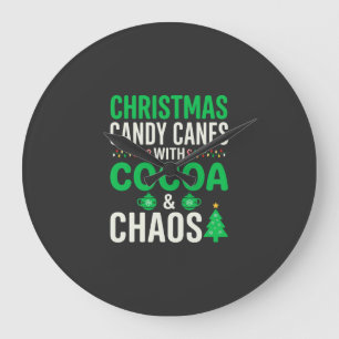 Christmas Candy Canes Cocoa Chaos Holiday Large Clock