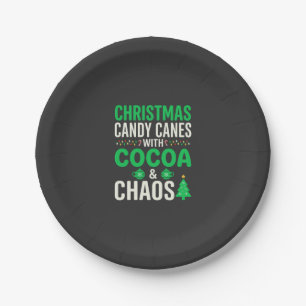 Christmas Candy Canes Cocoa Chaos Holiday Paper Plate
