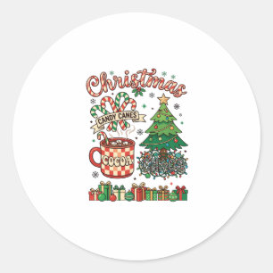 Christmas Candy Canes Cocoa Chaos Tree Mug Present Classic Round Sticker