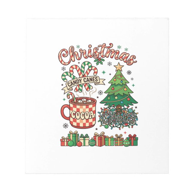 Christmas Candy Canes Cocoa Chaos Tree Mug Present Notepad (Front)