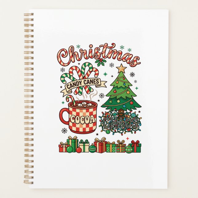 Christmas Candy Canes Cocoa Chaos Tree Mug Present Planner (Front)