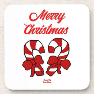 Christmas Candy Canes Hard Plastic Coaster
