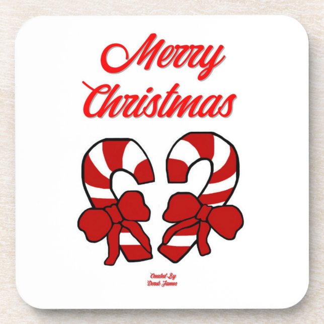 Christmas Candy Canes Hard Plastic Coaster (Front)