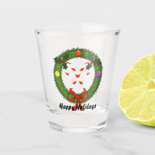 Christmas Candy Canes in Wreath Shot Glass