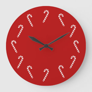 Christmas Candy Canes Large Clock