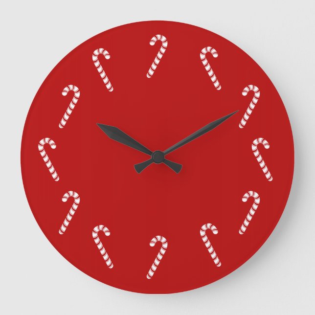 Christmas Candy Canes Large Clock (Front)