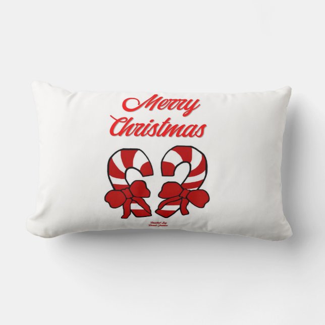 Christmas Candy Canes Lumbar Pillow (Front)