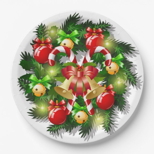 Christmas Candy Canes Paper Plates (Front)