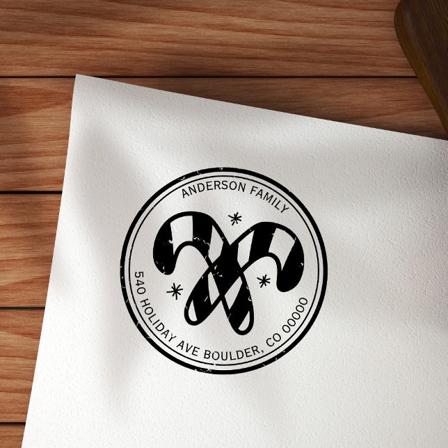 Christmas Candy Canes Personalised  Rubber Stamp (Creator Uploaded)