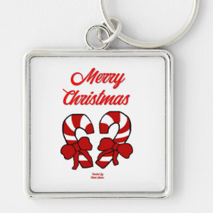 Christmas Candy Canes Premium Square Key Chain