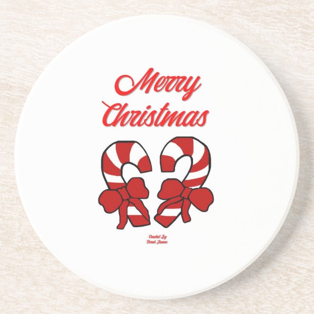 Christmas Candy Canes Sandstone Coaster (Front)