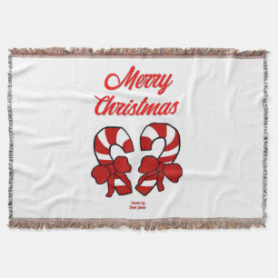 Christmas Candy Canes Throw Blanket