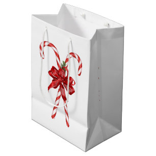Christmas Candy Canes Tied with a Bow Medium Gift Bag