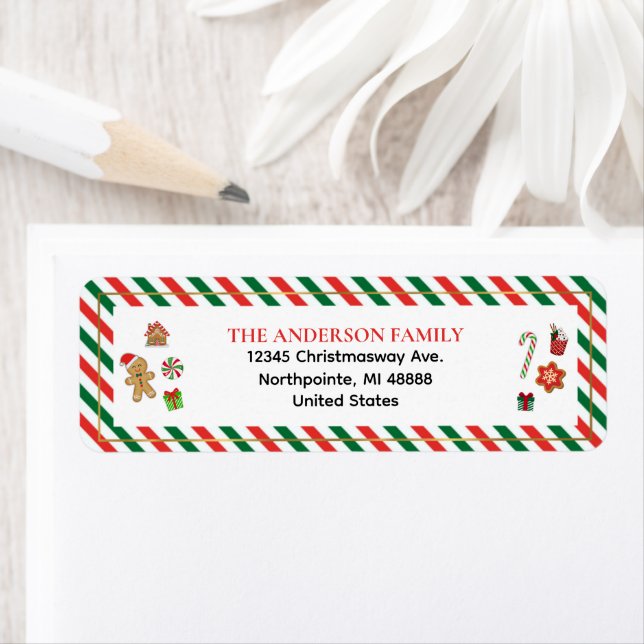 Christmas Candy Coated Sugar Plum Return Address Label (Insitu)