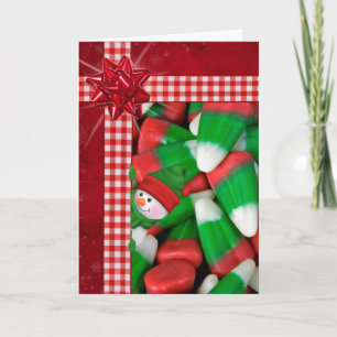 Christmas Candy Corn with snowman Holiday Card