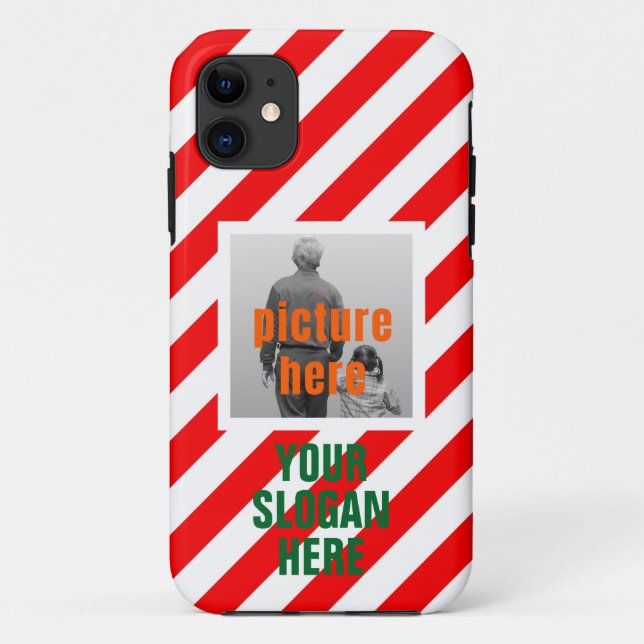 CHRISTMAS CANDY CUSTOMIZED RED WHITE PERSONALIZED Case-Mate iPhone CASE (Back)