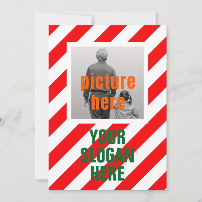 CHRISTMAS CANDY CUSTOMIZED RED WHITE PERSONALIZED INVITATION (Front)