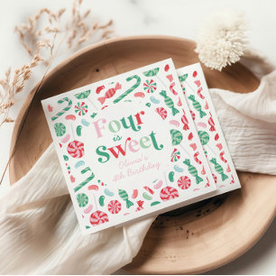 Christmas Candy Four is Sweet 4th Birthday Napkin