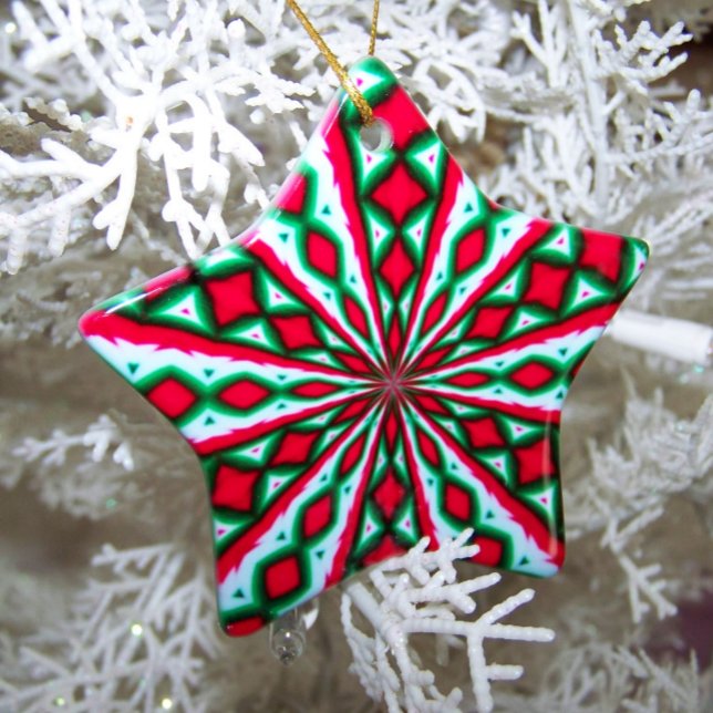 Christmas Candy Kaleidoscope Ceramic Ornament (Christmas Candy Kaleidoscope Ceramic Star Shaped Ornament)
