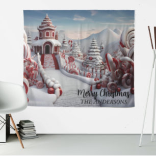 Christmas Candy land Holiday Photo Backdrop Tapestry