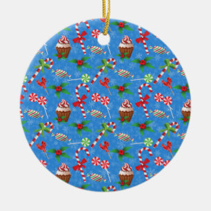 Christmas Candy, lollipop and cake Ceramic Ornament