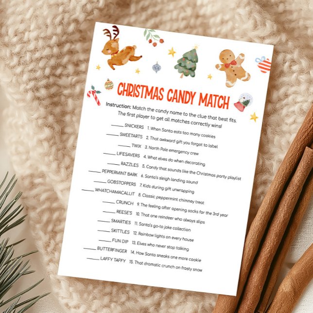 Christmas Candy Match Game Holiday Card (Christmas Party Games )