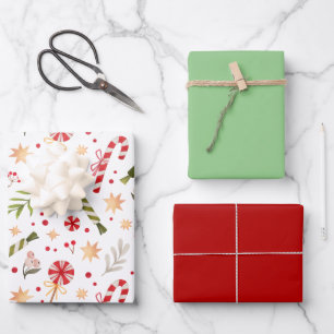 Christmas Candy Pattern Packaging Coordinated  Wrapping Paper Sheet