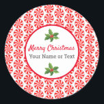 Christmas Candy Peppermint  Classic Round Sticker<br><div class="desc">Christmas candy peppermint round stickers. The red-and-white stripes represented Christ's blood and purity. Add your own holiday text on the sticker. A fun idea for Christmas gifts..</div>