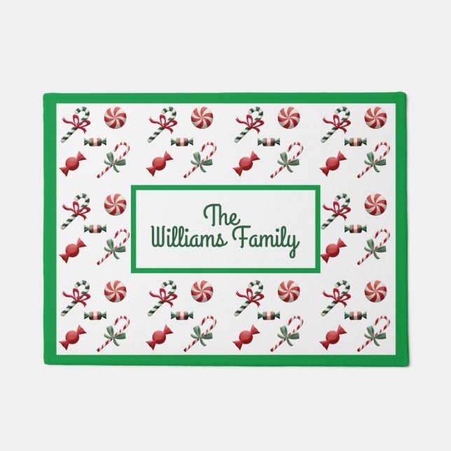 Christmas Candy Personalised Doormat (Front)