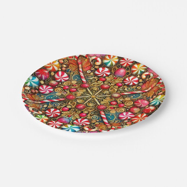 CHRISTMAS CANDY ~ Pretty Bright  Paper Plate (Angled)