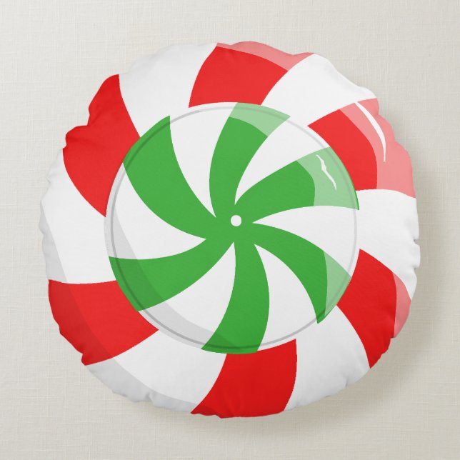Christmas Candy Round Pillow (Front)