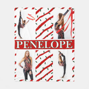 Christmas Candy Sprinkle 4 Photo Collage Fleece Blanket