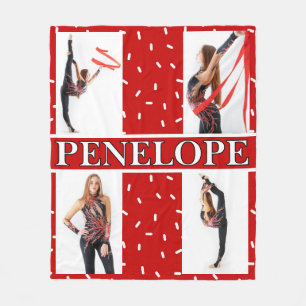 Christmas Candy Sprinkle Photo Collage with Name Fleece Blanket