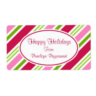 Christmas Candy Stripes Labels