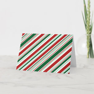 Christmas Candy Stripes: Red, Dark and Mint Green Holiday Card