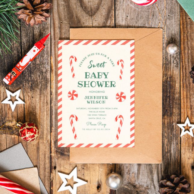 Christmas Candy Sweet Baby Baby Shower  Invitation (Creator Uploaded)