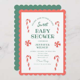 Christmas Candy Sweet Baby Baby Shower Invitation