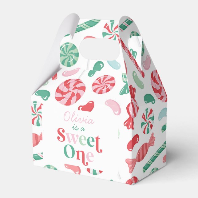 Christmas Candy Sweet One First Birthday Favour Box (Front Side)