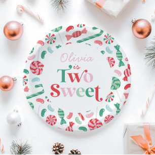 Christmas Candy Two Sweet 2nd Birthday Paper Plate