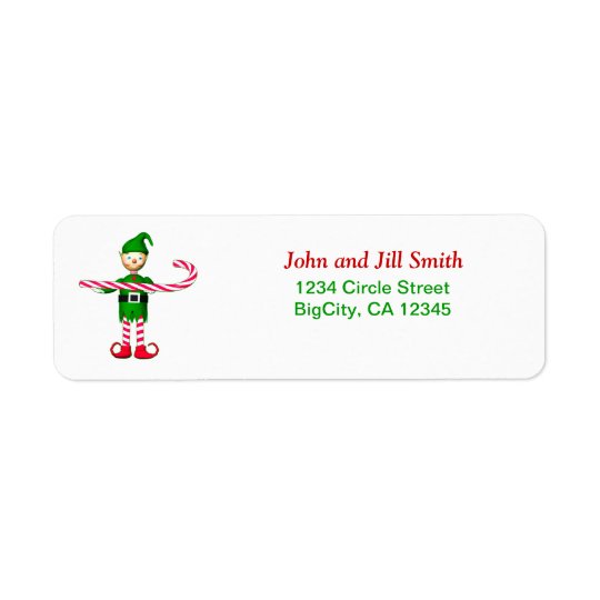 Christmas Candycane Elf Return Address Label