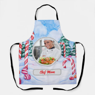 Christmas Candycane Personalised Chef Mum Photo Apron
