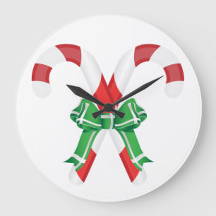 CHRISTMAS CANDYCANES LARGE CLOCK