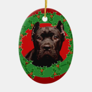 Christmas Cane Corso dog Ceramic Tree Decoration