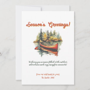 Christmas Canoe Evergreen Lake Outdoor Adventure Holiday Card
