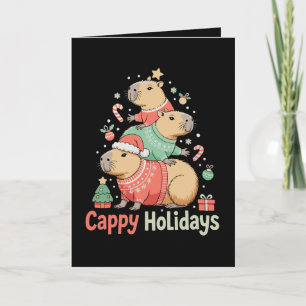 Christmas Cappy Capybara Xmas Tree Holiday Season Card